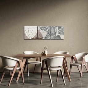 Obraz - Wzór z liśćmi (z zegarem) (90x30 cm)