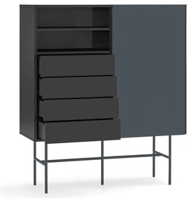 Czarno-antracytowa wysoka komoda z drzwiami przesuwnymi 120x140 cm Nube – Teulat
