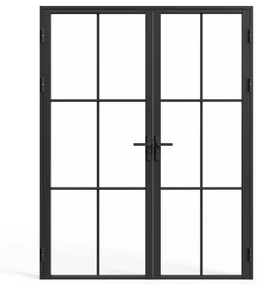 Drzwi kompletne 2-skrzydłowe z aluminium i szkła hartowanego - wys. 204 x szer. 146 cm - SEROTO