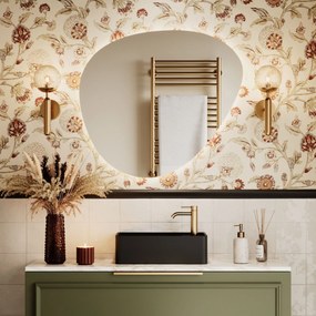 Lustro o nieregularnym kształcie oszlifowane podświetlane plama MOIRA LED | Różne rozmiary : Kolor tafli szkła - Srebrny, Rozmiar - 100 x 91 cm