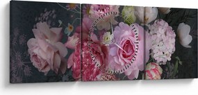 Obraz - Kwiaty ogrodowe (z zegarem) (90x30 cm)