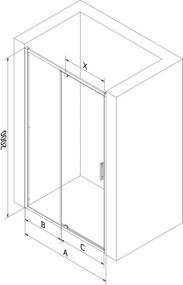 Mexen Exo-R drzwi prysznicowe uchylne 130 cm, transparent, czarne - 819-130-000-70-00