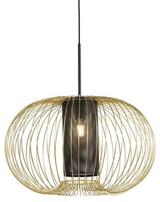 Designerska lampa wisząca złota z czarnym 60 cm - MarnieDesignerski Oswietlenie wewnetrzne