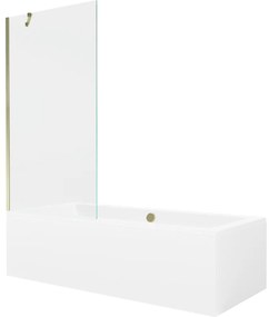 Mexen Cube wanna prostokątna 170 x 80 cm z obudową i parawanem 1-skrzydłowym 90 cm, transparent, złoty - 550517080X9509000050