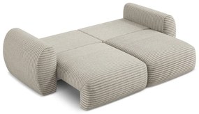 Jasnobrązowa sztruksowa rozkładana sofa ze schowkiem 266 cm Kini – Makamii