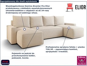 Beżowy rozkładany narożnik U z pojemnikiem - Meltix 3X