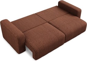 Sztruksowa rozkładana/ze schowkiem sofa w kolorze terakoty 252 cm Kona – Makamii