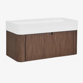 Zestaw Mebli Łazienkowych 80x40 Cm Wiszący Zintegrowany Z Umywalką Saioa Ciemna Czerń - Sklum