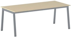 Stół konferencyjny do biura PRIMO BASIC, 200x90 cm, szaro-srebrna podstawa, brzoza