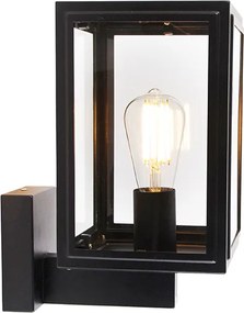 Rustykalna lampa ścienna czarna IP44 - Sutton Up