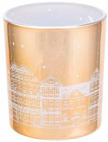 Altom Szklany świecznik Winter town złoty,średnica 9 x 10 cm