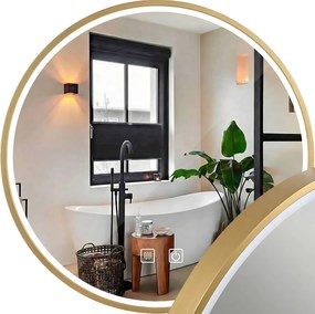 LUSTRO ŚCIENNE LED 90cm MMJ Złote Szczotkowane