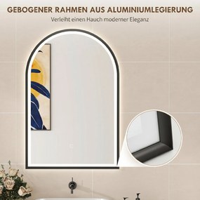 HOMCOM Lustro łazienkowe LED 60 x 90 cm z podświetleniem, przednie i tylne, funkcja pamięci, przycisk dotykowy, czarne | Aosom PL