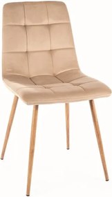 Beżowe aksamitne krzesło do jadalni MILA D