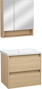 Zestaw do Łazienki 60cm Szafka z Umywalką Szafka z Lustrem Ryflowane Fronty Aria