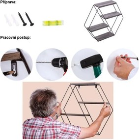 STILISTA Półka ścienna sześciokątna, św. drewno, 51x58x11 cm
