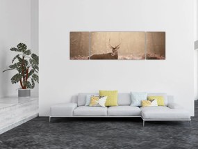 Obraz - Jeleń w lesie (170x50 cm)