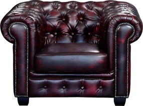 Fotel typu chesterfield 100% skóry bawolej BRENTON - Kolor: cherry