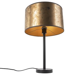 Lampa stołowa art deco czarna z abażurem w kolorze starego brązu 35 cm - Simplo ArtDeco Oswietlenie wewnetrzne