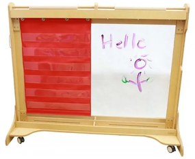 Masterkidz materiałowy arkusz do wieszania z kieszonkami na fiszki i obrazki czerwony