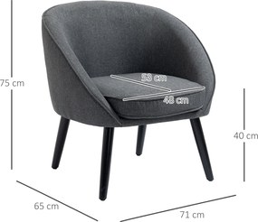 HOMCOM Krzesło do jadalni krzesło do salonu krzesło tapicerowane nowoczesny poliester drewno szary