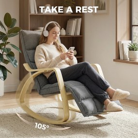 HOMCOM Fotel bujany z regulowanym podnóżkiem, fotel relaksacyjny, szary | Aosom PL