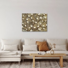 Obraz - Białe magnolie na murze kamiennym (70x50 cm)