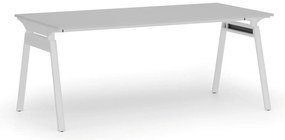 Biurko PRIMO SIGMA, 180x90 cm, biała podstawa, szary