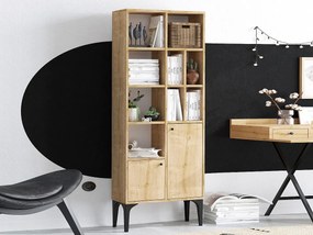 Elegancki regał z płyty wiórowej pokrytej melaminą – 60 x 175 x 30 cm – dąb szafirowy