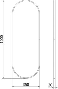 Mexen Loft lustro łazienkowe owalne 100 x 35 cm, rama czarna - 9851-100-035-000-70