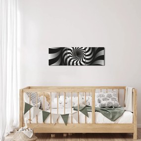 Abstrakcyjny obraz czarno - białej spirali (z zegarem) (90x30 cm)