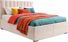 Beżowe łóżko kontynentalne z pojemnikiem 5 rozmiarów W2-C37