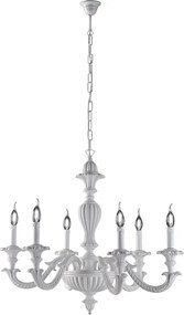 Leonardo Shabby Biały Drewniany Żyrandol 6 Świateł 130 Ø74 BL180-6-BCO