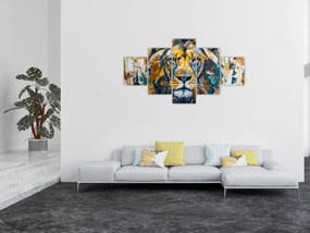 Obraz - Abstrakcyjny obraz olejny z lwem (125x70 cm)