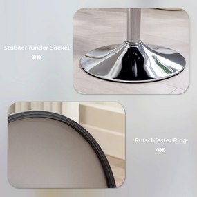 HOMCOM Stołek Barowy, Wyściełany z Metalową Ramą, Wygląd Kordu, Regulowana Wysokość, Obrotowy 360°, Biały