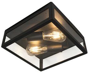 Inteligentna lampa sufitowa zewnętrzna w stylu industrialnym czarna w komplecie z 2 żarówkami WiFi ST64 - Rotterdam
