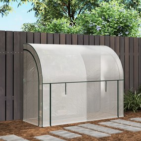 Outsunny Szklarnia montowana do ściany, dostępne dom do roślin, osłona z tworzywa sztucznego, 300 x 80 x 157 cm, Biała