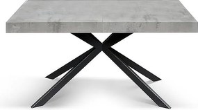 Stół drewniany, wykończenie cementowe, antracytowa podstawa X, rozkładany 160x90 - CAMAIORE