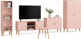 Różowy komplet mebli z szafą do salonu skandynawskiego G9-R99