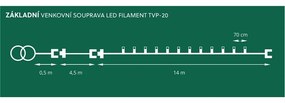 Oświetlenie zewnętrzne Szyszka kolorowy, 20x żarówka LED Filament, podstawowe