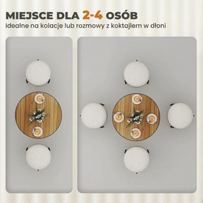 HOMCOM Okrągły Stół Jadalniany, Wykończenie Pod Dąb, Kompaktowy Design, dla 2-4 Osób, Dąb
