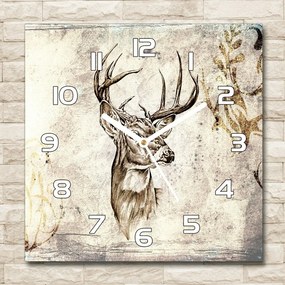 Zegar ścienny szklany kwadratowy Jeleń