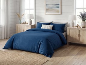 PrzytulneMieszkanie.pl PrzytulneMieszkanie.pl Bawełniana pościel CALMORA ciemnoniebieska Rozmiar pościeli: 2 szt 70 x 90 cm | 160 x 220 cm