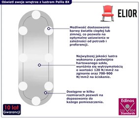 Ścienne lustro owalne z żarówkami LED 45x100 P8-P59