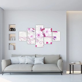 Obraz gałązki z kwiatami (125x70 cm)