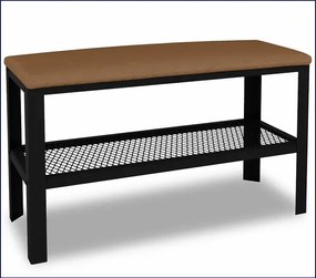 Siedzisko z metalowym stelażem w stylu loft czarny + ciemny beż - Sagal 4X