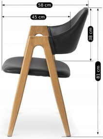 Krzesło Tapicerowane do Salonu WILLY Czarne Ekoskóra Nowoczesne Loft