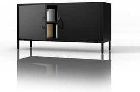Szafka RTV metalowa na nóżkach czarna, 1150 x 595 x 400 mm: ROSA Modern