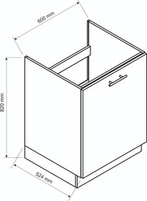 Szafka pod zlew 60 DENIS D60ZL P/L czarna mat STOLKAR