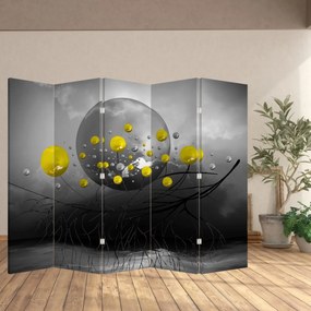 Parawan - Żółta abstrakcyjna kula (210x170 cm)